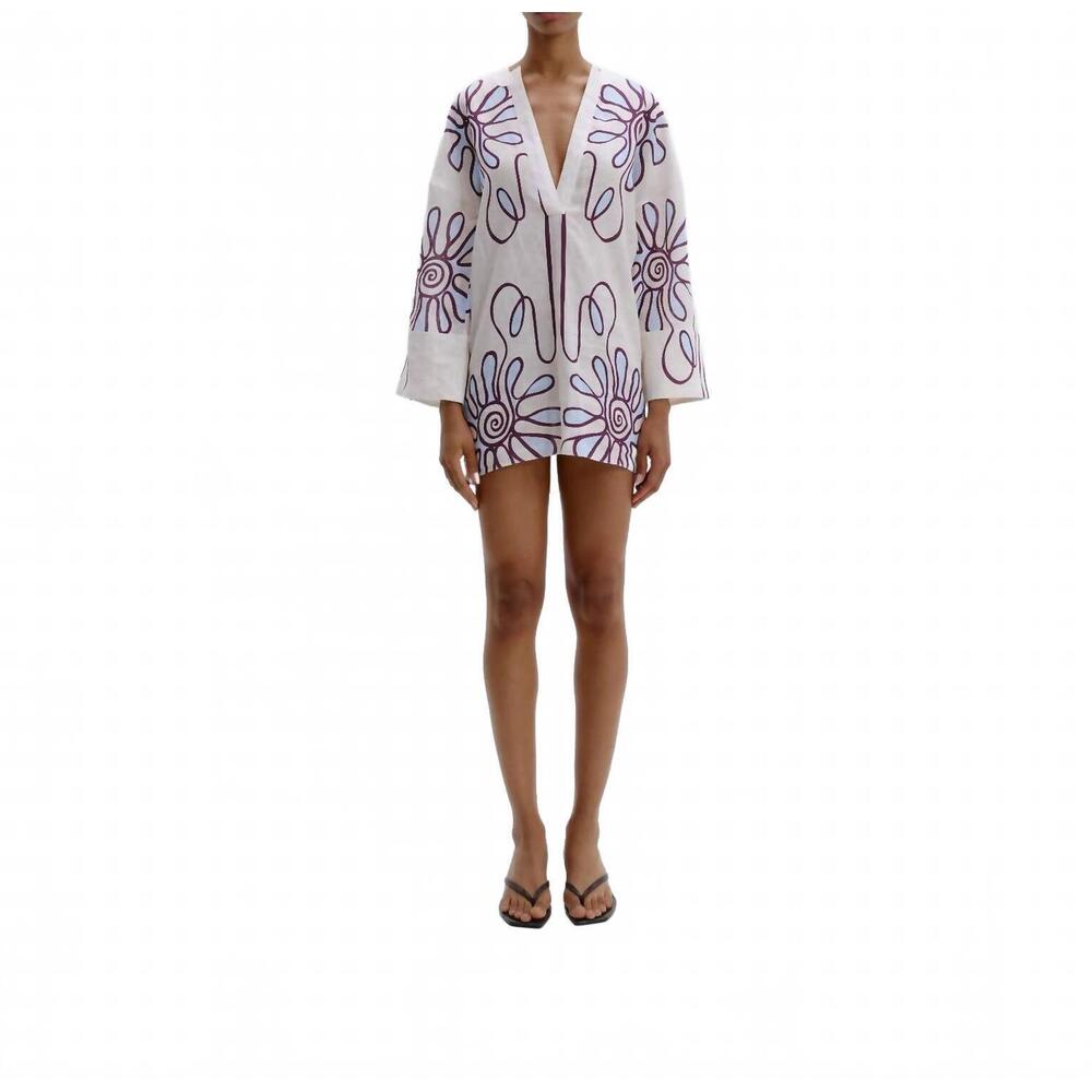NEW CALA DE LA CRUZ siena mini tunic dress in ivory